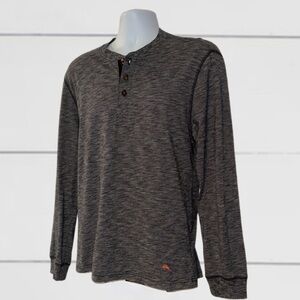 Tommy Bahama Long Sleeve Henley Shirt Men’s - Large Gray with Orange Marlin logo